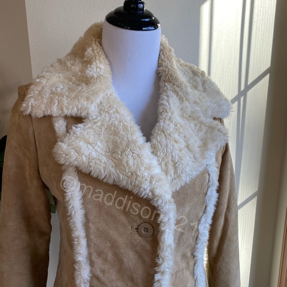 Wilson’s Leather Maxima Small Leather Patchwork Coat Faux Fur Tan Brown S - Picture 5 of 15